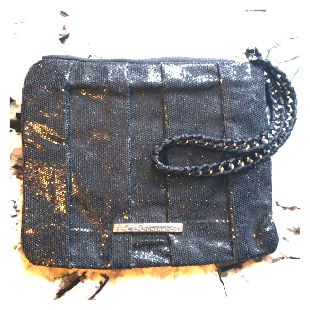 BCBGeneration Black Glitter Wristlet